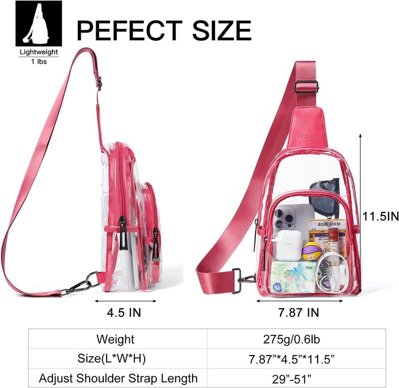 LATMAP Clear Bag for Stadium Events, Clear Purse for Women Stadium Crossbody Bag, Transparent Bag for Concerts Sports - Image 5